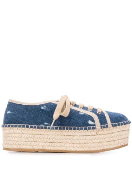 Miu Miu Denim Blue Espadrille Platform Sneaker